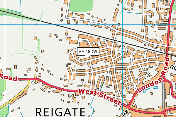 RH2 9DW map - OS VectorMap District (Ordnance Survey)