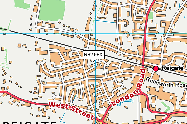 RH2 9EX map - OS VectorMap District (Ordnance Survey)