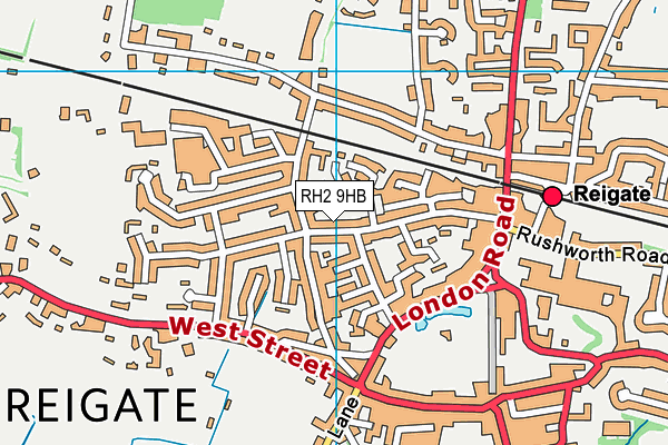 RH2 9HB map - OS VectorMap District (Ordnance Survey)