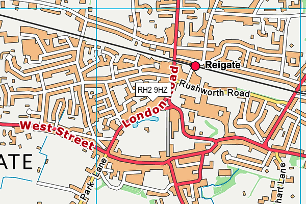 RH2 9HZ map - OS VectorMap District (Ordnance Survey)