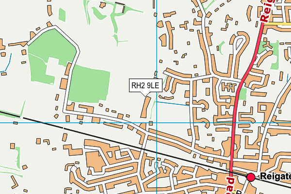 RH2 9LE map - OS VectorMap District (Ordnance Survey)