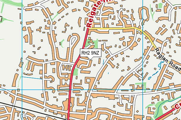 RH2 9NZ map - OS VectorMap District (Ordnance Survey)