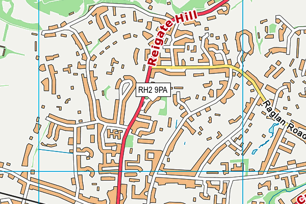 RH2 9PA map - OS VectorMap District (Ordnance Survey)