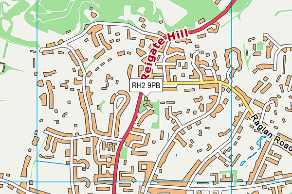 RH2 9PB map - OS VectorMap District (Ordnance Survey)