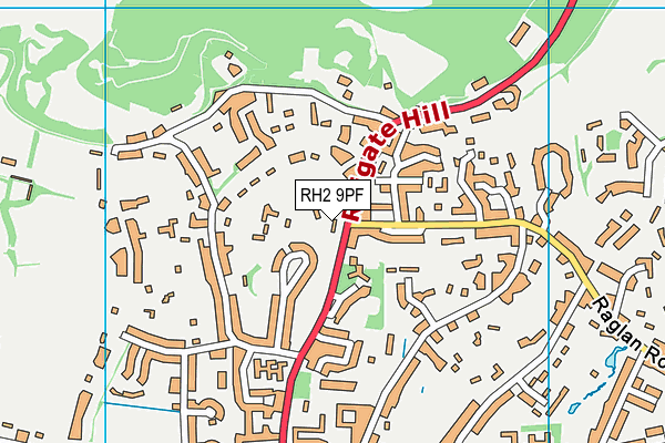 RH2 9PF map - OS VectorMap District (Ordnance Survey)