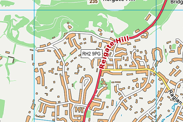 RH2 9PG map - OS VectorMap District (Ordnance Survey)
