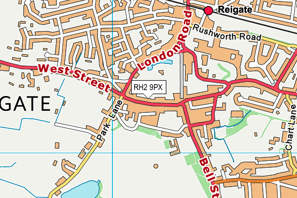 RH2 9PX map - OS VectorMap District (Ordnance Survey)