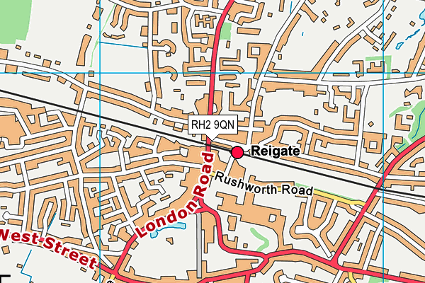 RH2 9QN map - OS VectorMap District (Ordnance Survey)