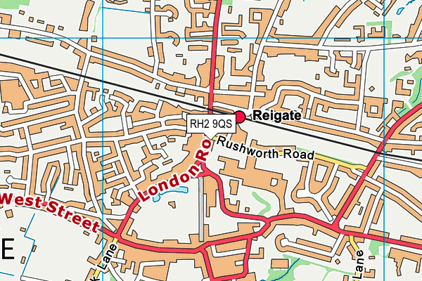 RH2 9QS map - OS VectorMap District (Ordnance Survey)