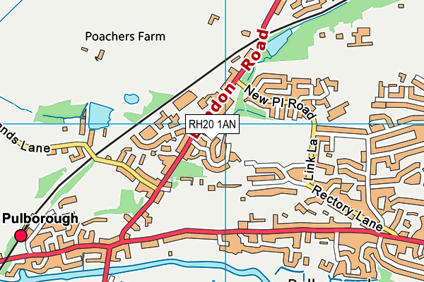 RH20 1AN map - OS VectorMap District (Ordnance Survey)