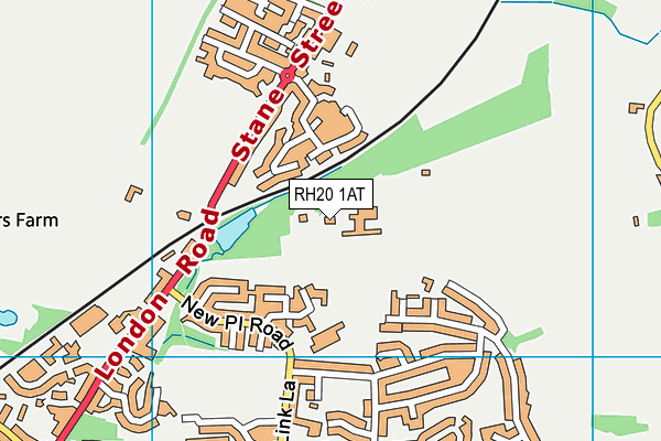 RH20 1AT map - OS VectorMap District (Ordnance Survey)