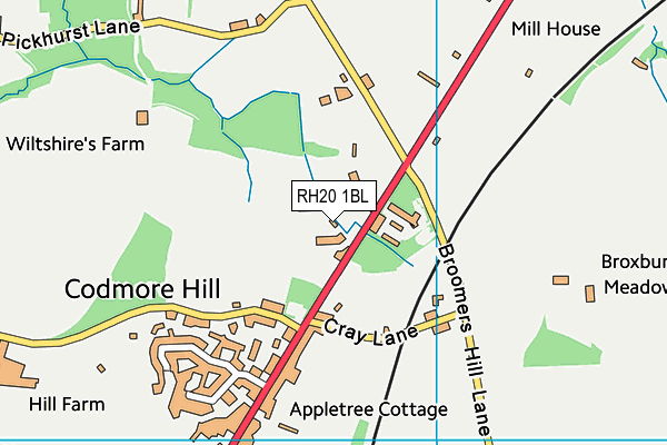 RH20 1BL map - OS VectorMap District (Ordnance Survey)