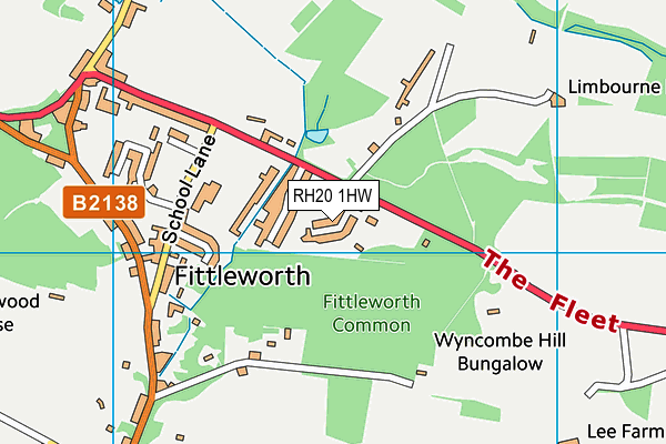 RH20 1HW map - OS VectorMap District (Ordnance Survey)