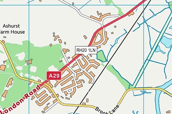 RH20 1LN map - OS VectorMap District (Ordnance Survey)