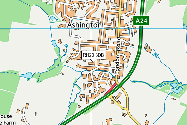 RH20 3DB map - OS VectorMap District (Ordnance Survey)