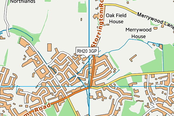 RH20 3GP map - OS VectorMap District (Ordnance Survey)