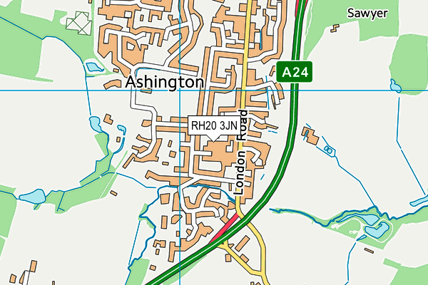 RH20 3JN map - OS VectorMap District (Ordnance Survey)