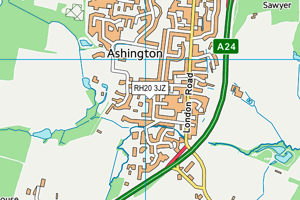 RH20 3JZ map - OS VectorMap District (Ordnance Survey)