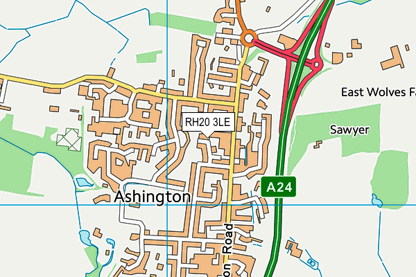 RH20 3LE map - OS VectorMap District (Ordnance Survey)