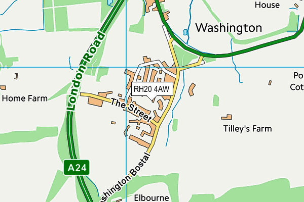 RH20 4AW map - OS VectorMap District (Ordnance Survey)