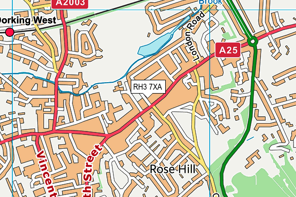 RH3 7XA map - OS VectorMap District (Ordnance Survey)