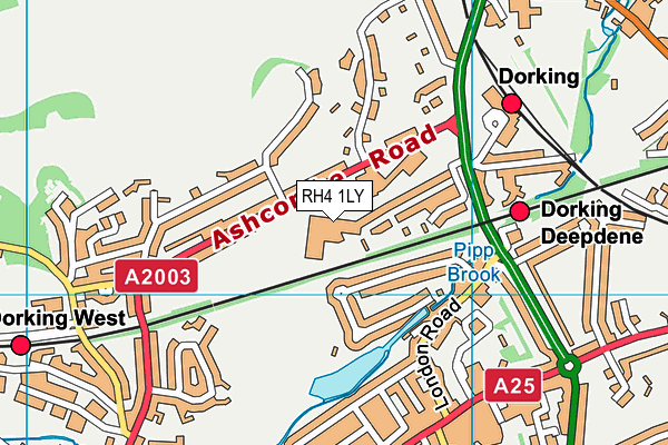 Ashcombe School map (RH4 1LY) - OS VectorMap District (Ordnance Survey)