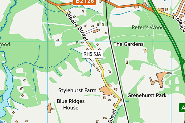 RH5 5JA map - OS VectorMap District (Ordnance Survey)