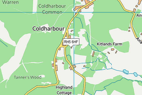 Coldharbour Cricket Ground map (RH5 6HF) - OS VectorMap District (Ordnance Survey)