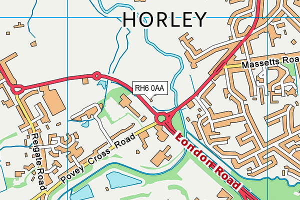 RH6 0AA map - OS VectorMap District (Ordnance Survey)