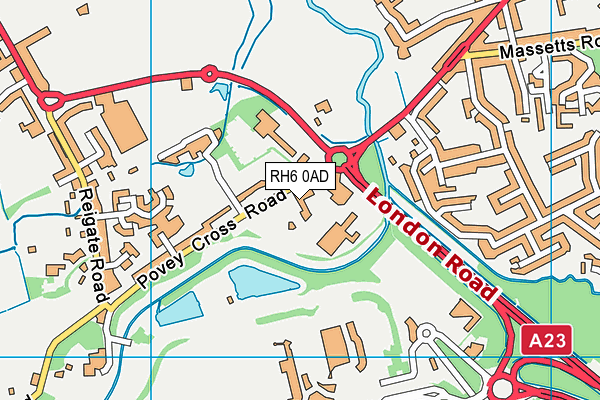 RH6 0AD map - OS VectorMap District (Ordnance Survey)