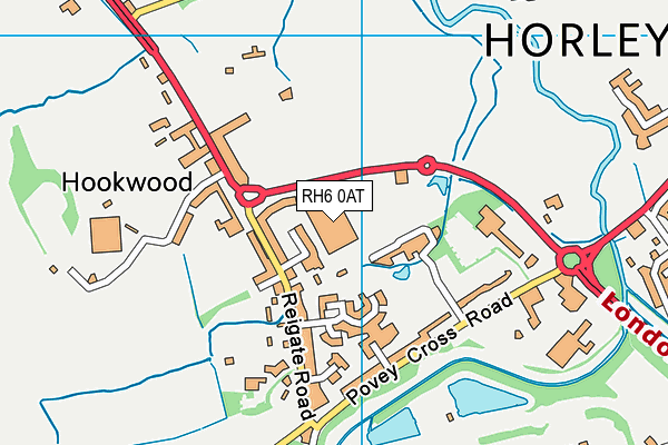 RH6 0AT map - OS VectorMap District (Ordnance Survey)