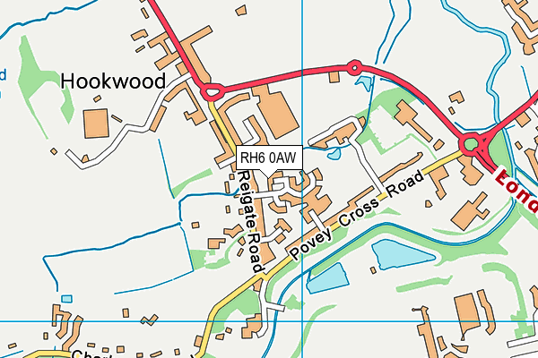 RH6 0AW map - OS VectorMap District (Ordnance Survey)