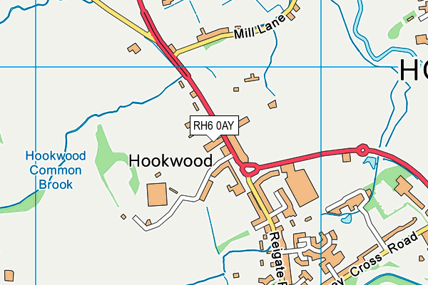 RH6 0AY map - OS VectorMap District (Ordnance Survey)