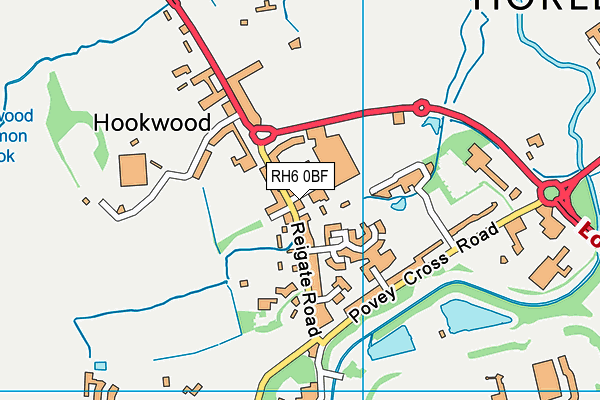 RH6 0BF map - OS VectorMap District (Ordnance Survey)