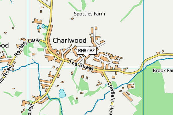 RH6 0BZ map - OS VectorMap District (Ordnance Survey)