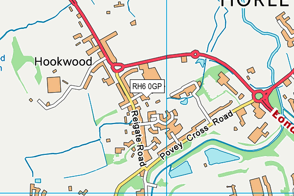 RH6 0GP map - OS VectorMap District (Ordnance Survey)