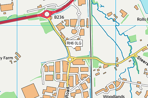 RH6 0LG map - OS VectorMap District (Ordnance Survey)