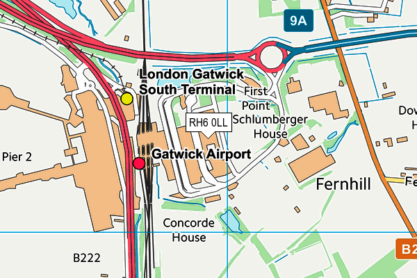 Livingwell Express Club (Gatwick) map (RH6 0LL) - OS VectorMap District (Ordnance Survey)