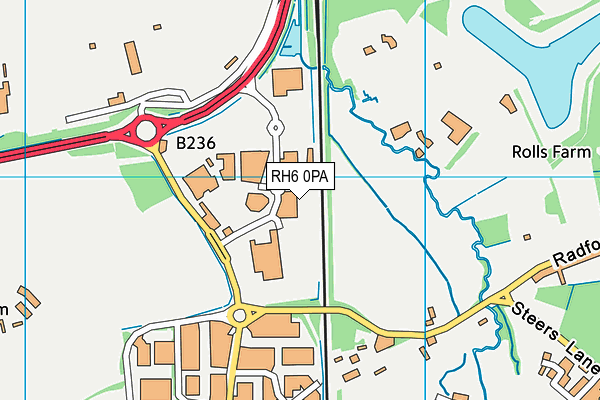 RH6 0PA map - OS VectorMap District (Ordnance Survey)