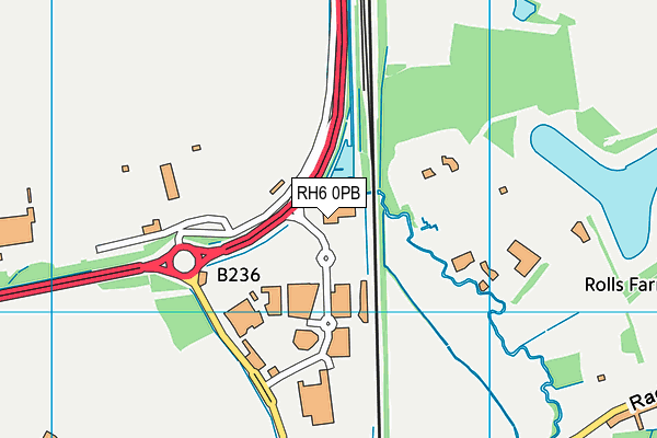 RH6 0PB map - OS VectorMap District (Ordnance Survey)