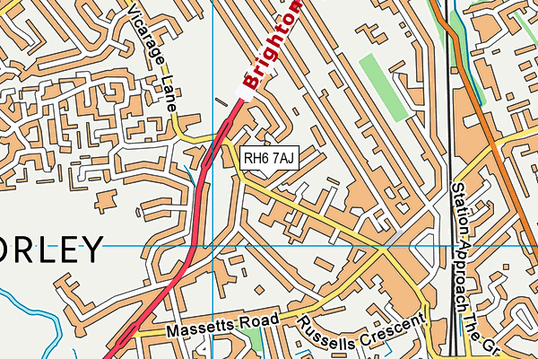 RH6 7AJ map - OS VectorMap District (Ordnance Survey)