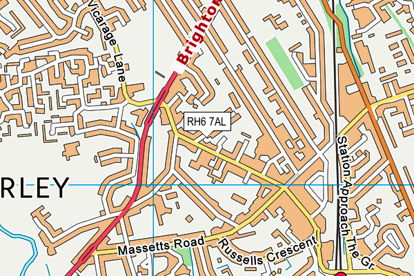 RH6 7AL map - OS VectorMap District (Ordnance Survey)