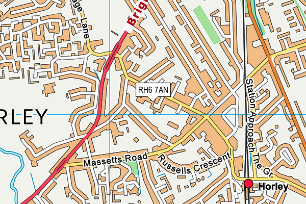 RH6 7AN map - OS VectorMap District (Ordnance Survey)