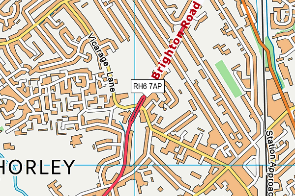 RH6 7AP map - OS VectorMap District (Ordnance Survey)