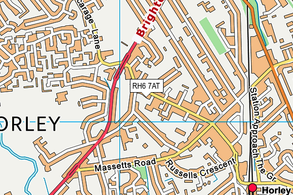 RH6 7AT map - OS VectorMap District (Ordnance Survey)