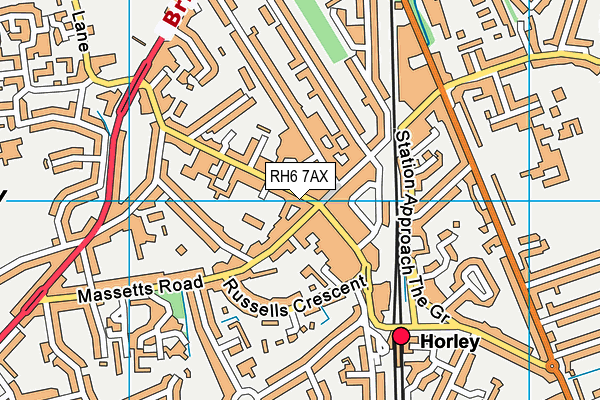 RH6 7AX map - OS VectorMap District (Ordnance Survey)