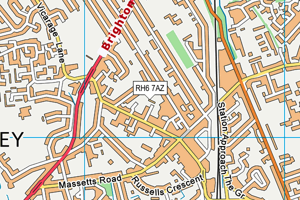RH6 7AZ map - OS VectorMap District (Ordnance Survey)