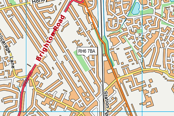 RH6 7BA map - OS VectorMap District (Ordnance Survey)