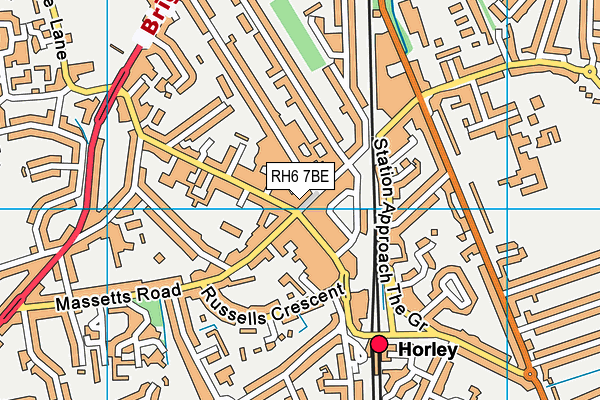 RH6 7BE map - OS VectorMap District (Ordnance Survey)