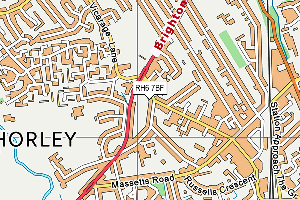 RH6 7BF map - OS VectorMap District (Ordnance Survey)